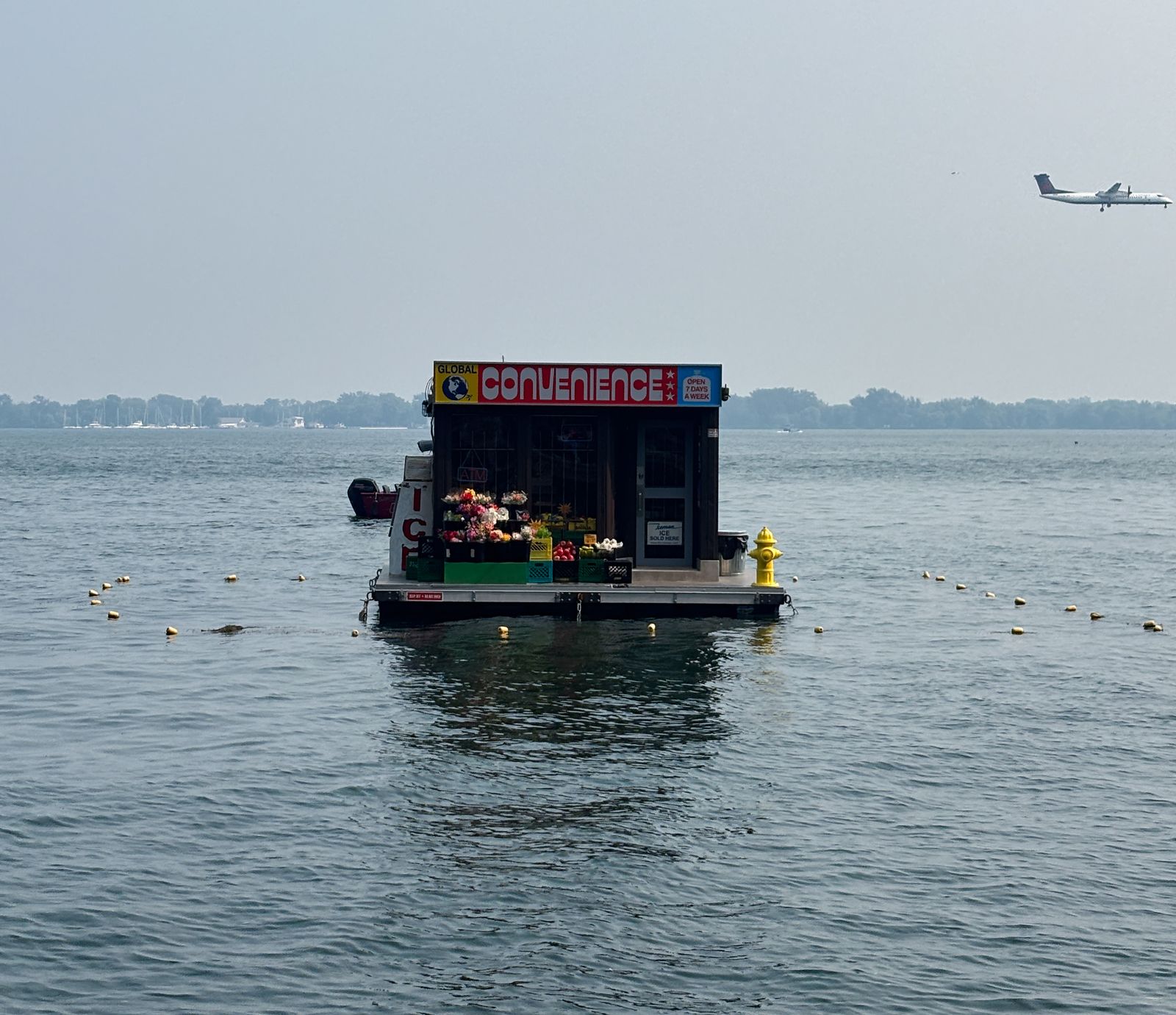 A floating convenience store moored offshore