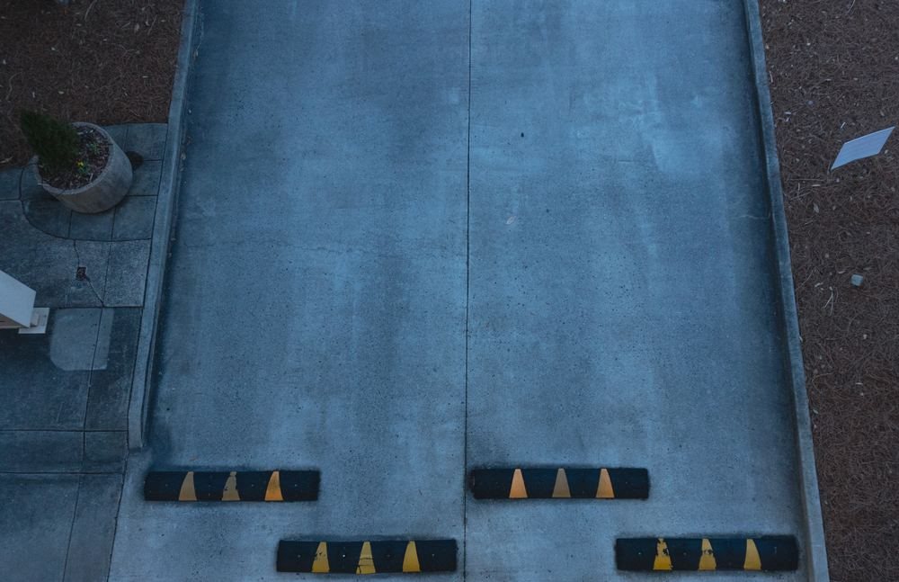 Parking lot dividers seen from directly above